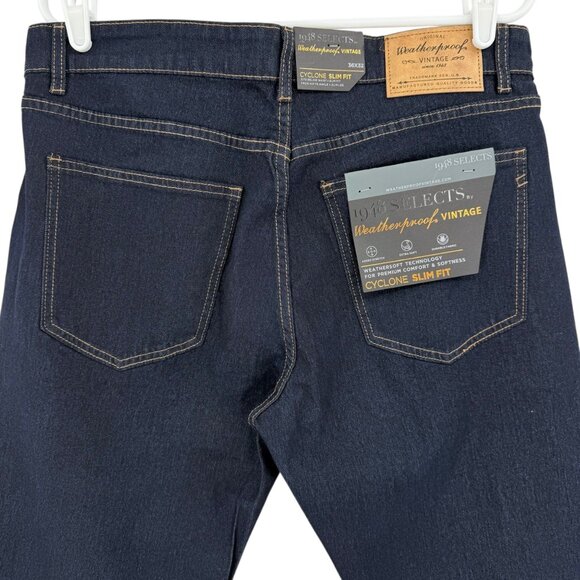 Weatherproof Vintage Men's Cyclone Slim Fit Ocean Depth Blue Denim Jeans 36x32 N - Picture 4 of 12